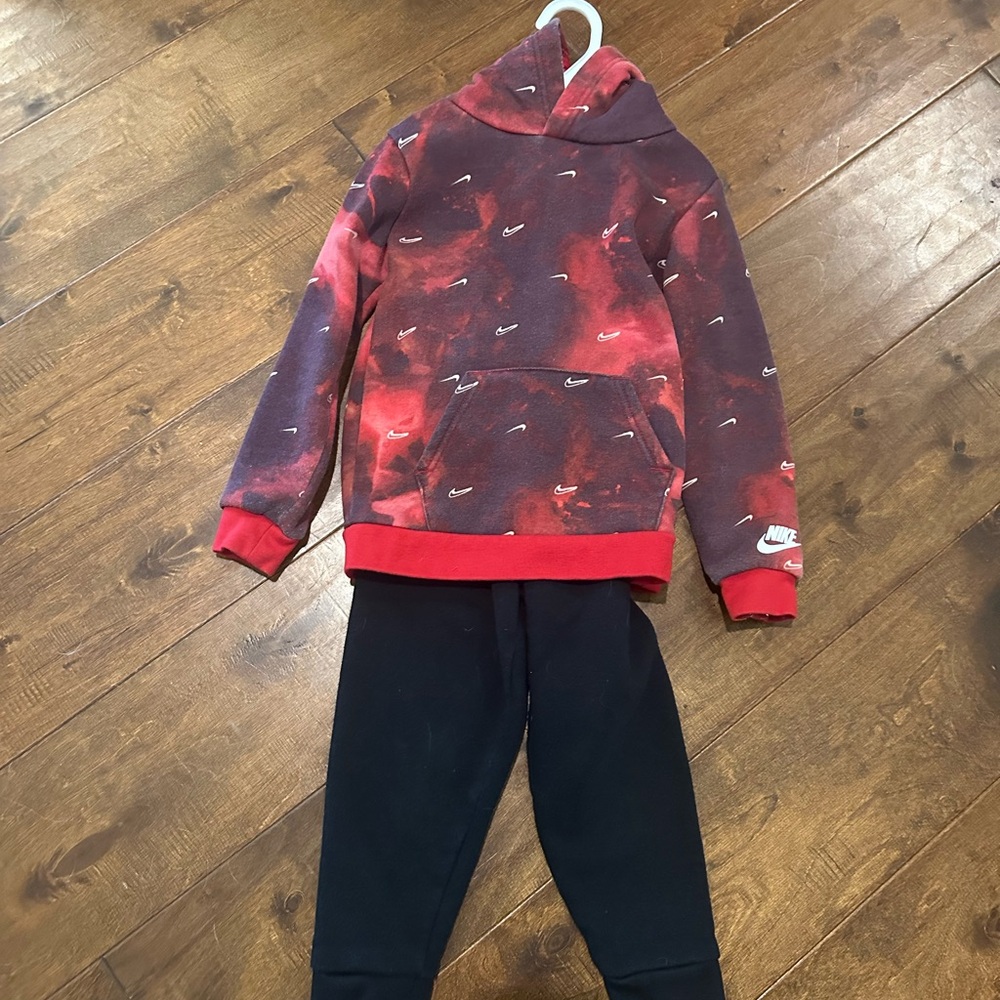 Nike Kids Red Tie-Dye Sweatshirt & Black Joggers Set